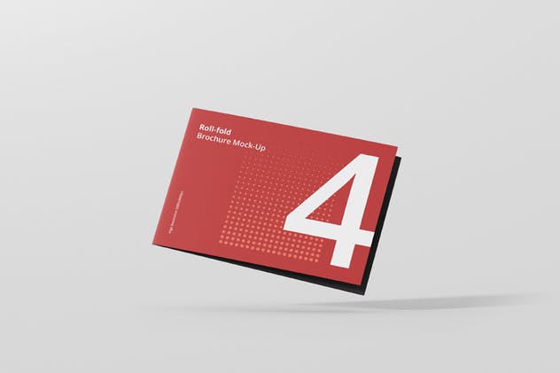 高分辨率折叠传单宣传册样机模板 Roll Fold Brochure Mockup Landscape Din A4 A5 A6插图(1)