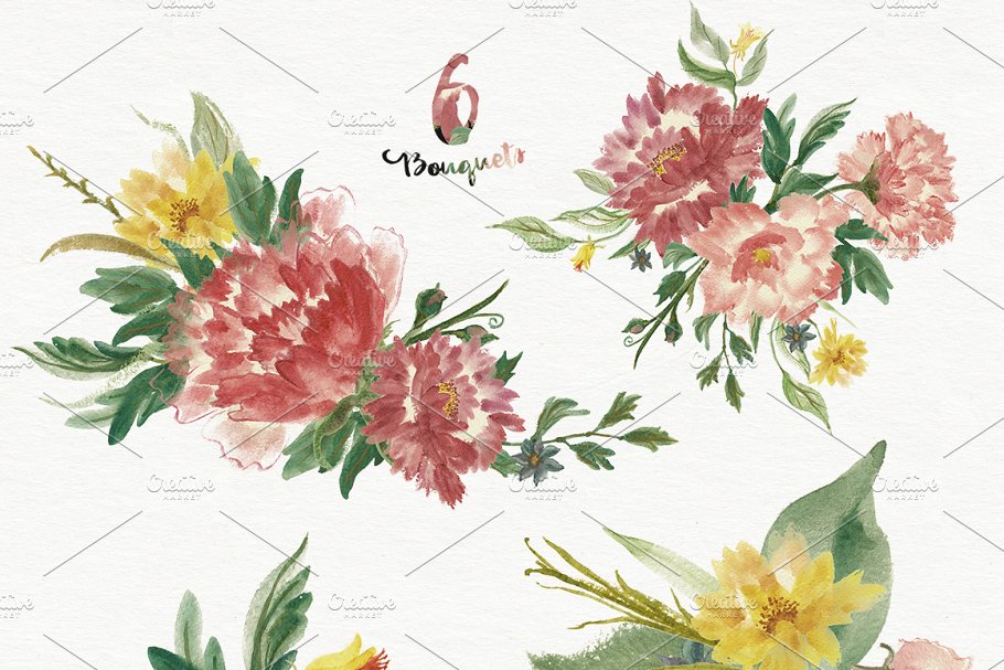 DIY水彩花卉素材集 Watercolor flower DIY Pack插图(1)