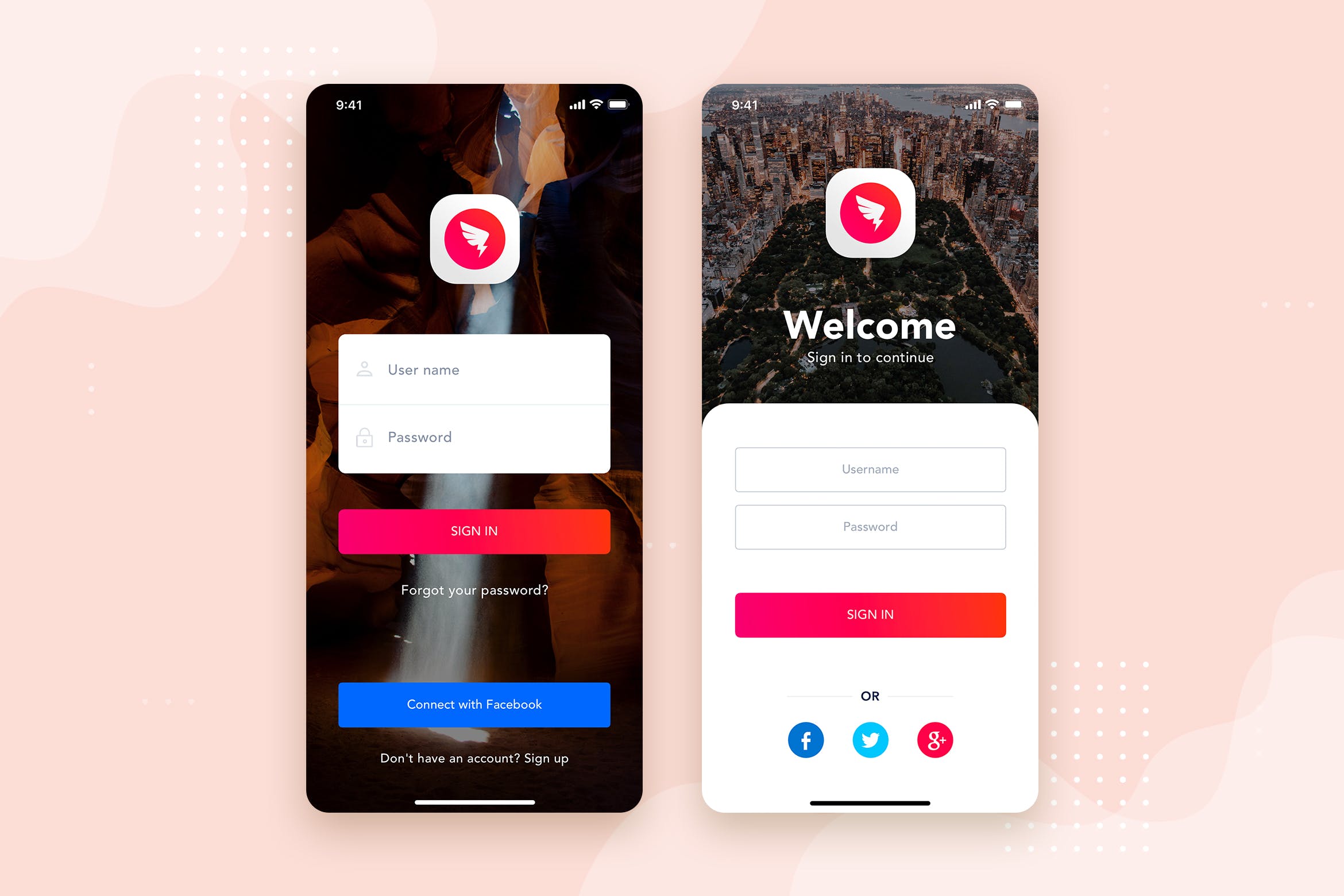 APP应用注册登录界面设计模板下载v7 Login/Sign in Mobile Interface Concept插图