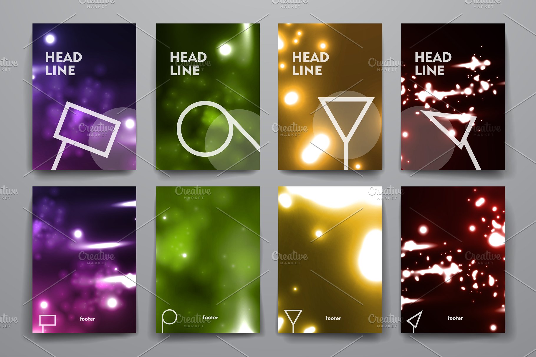 荧光斑驳光点背景画册模板 Set of Abstract Brochures插图(7)