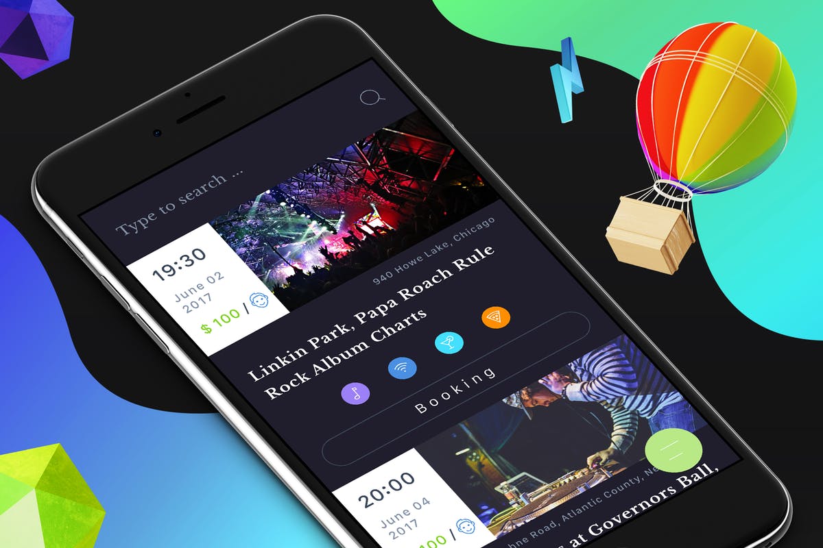 时尚社交类手机APP活动面板UI套件 Event Mobile Ui插图