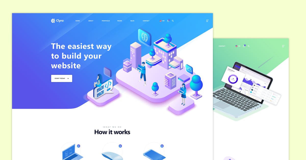 等距插画网站设计工具网站PSD模板插图