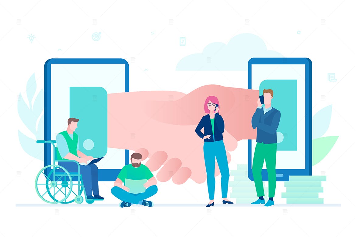 在线业务主题扁平风矢量插画素材 Online business – flat design style illustration插图