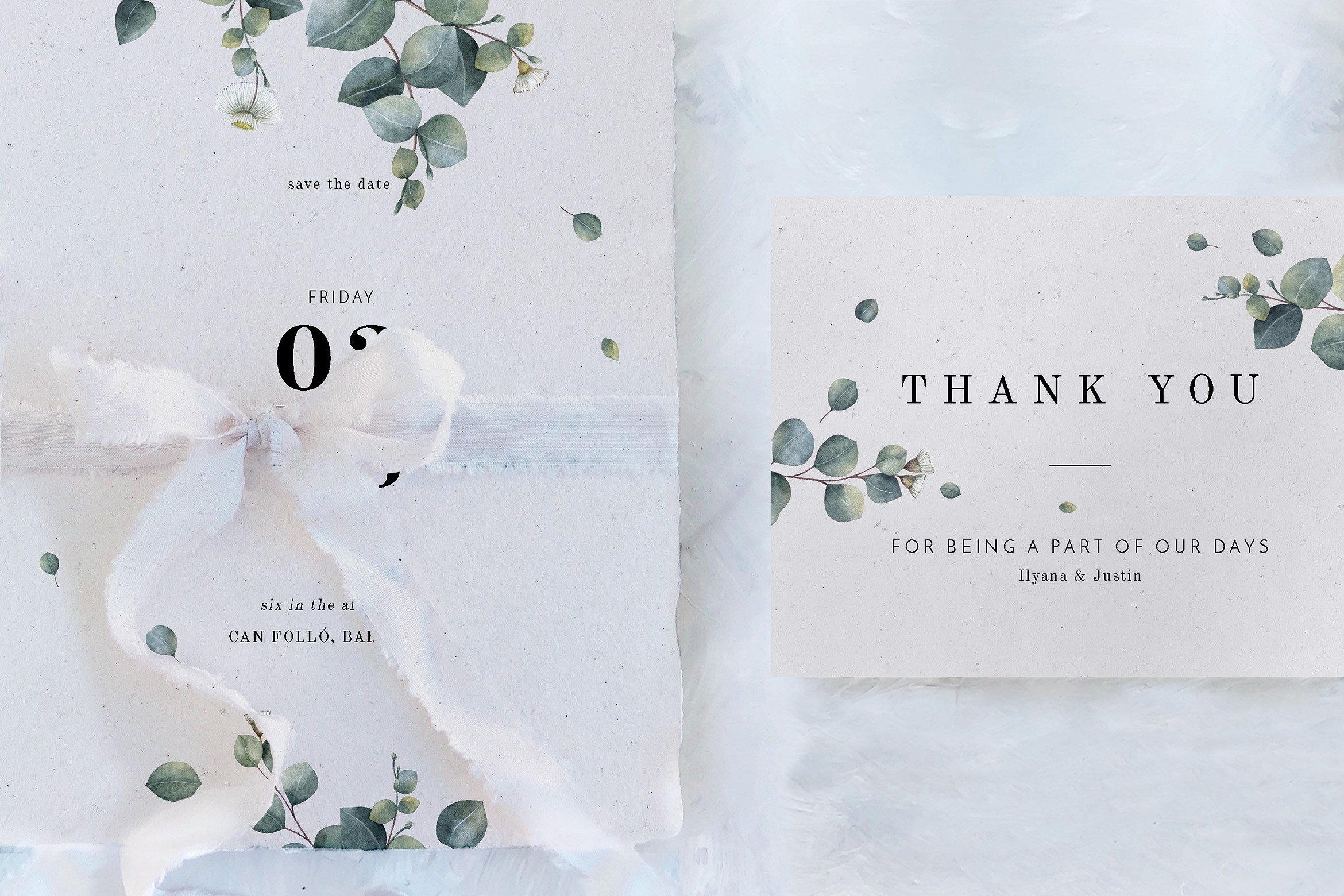 桉树树叶装饰婚礼设计套件 Eucalyptus Foliage Wedding Suite插图