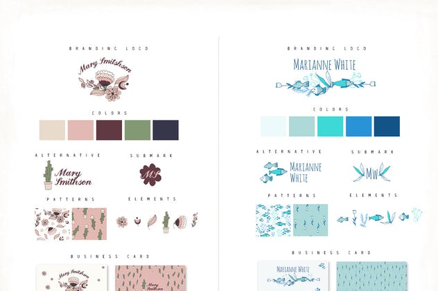 花卉/手绘个性装饰元素品牌Logo设计模板 Personal Branding Logos插图(4)