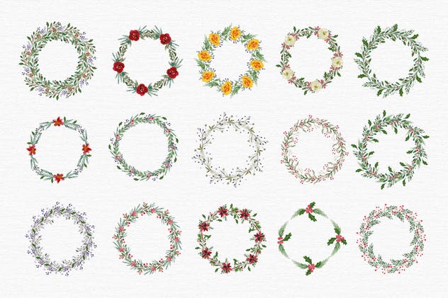 圣诞节水彩设计和剪贴画合集 Christmas Watercolor Designs and clipart插图(7)