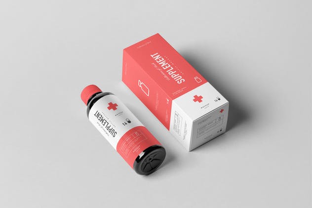 药物保健品瓶子&盒子样机模板v1 Supplement Bottle & Box Mock-up 1插图(4)