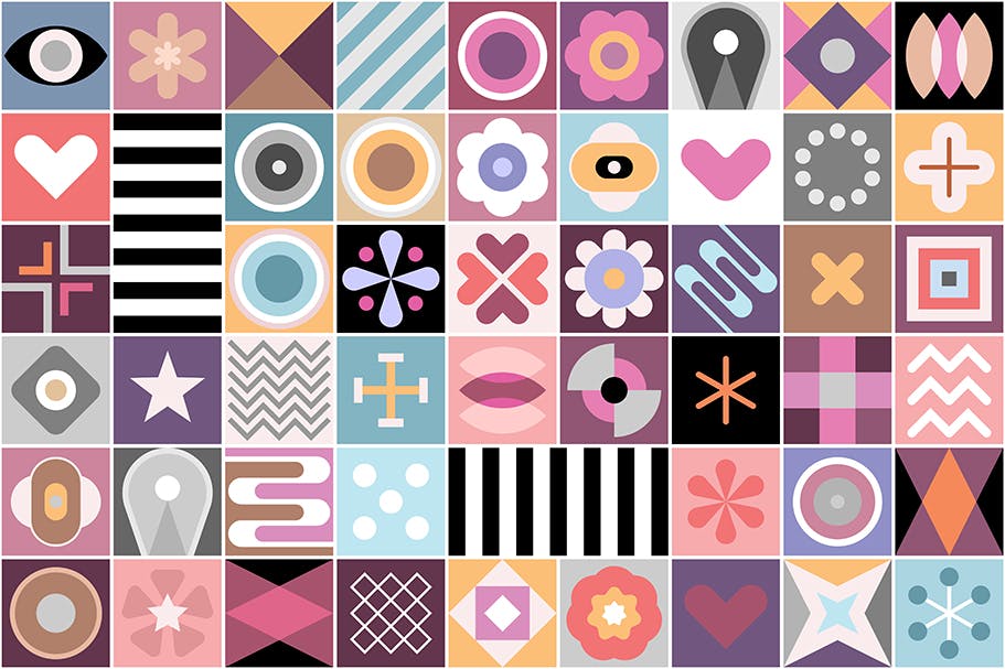 抽象几何图案无缝矢量背景素材 Abstract Geometric Patterns插图(1)