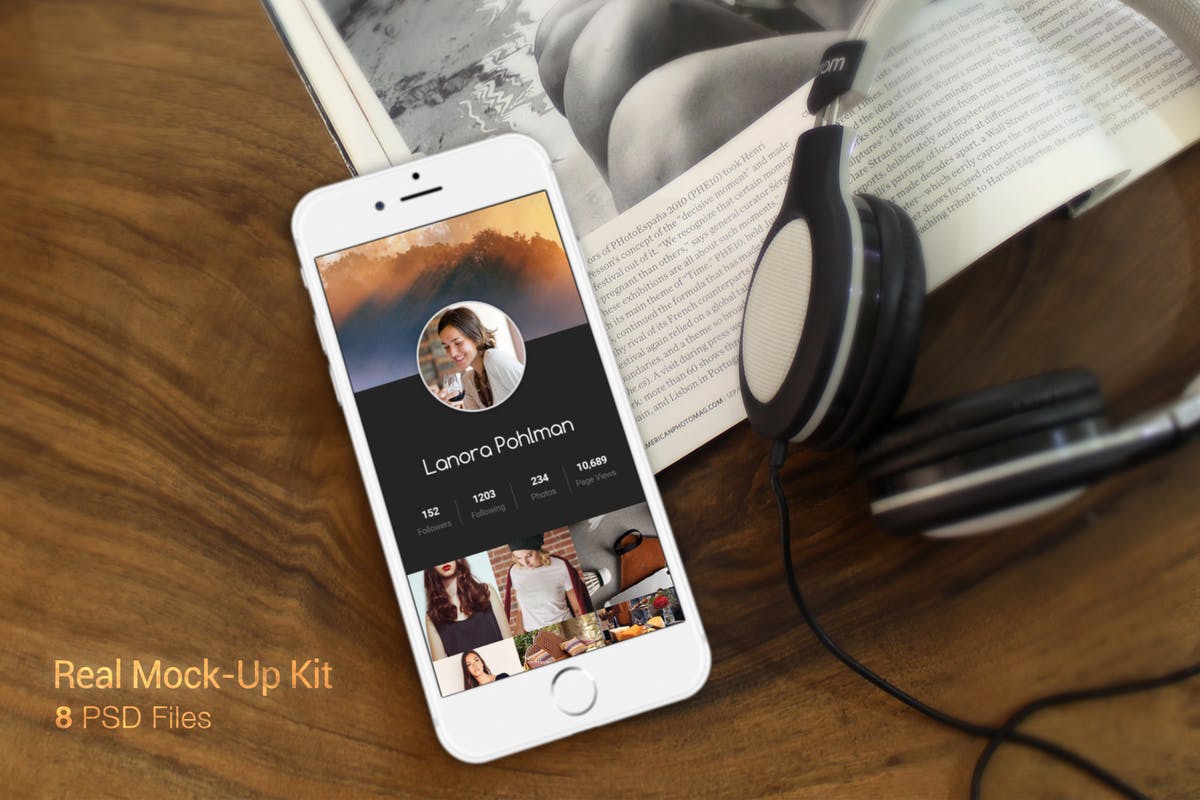 iPhone现实场景APP应用界面设计样机模板 Hand Held Devices Mock-Up插图