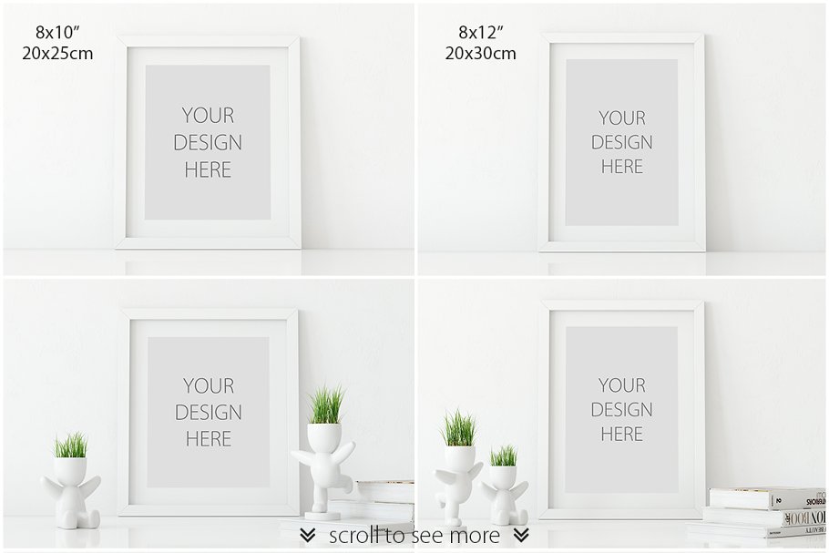 白色格调现代相框样机模板 Frames Mockup – PACK (White)插图(1)