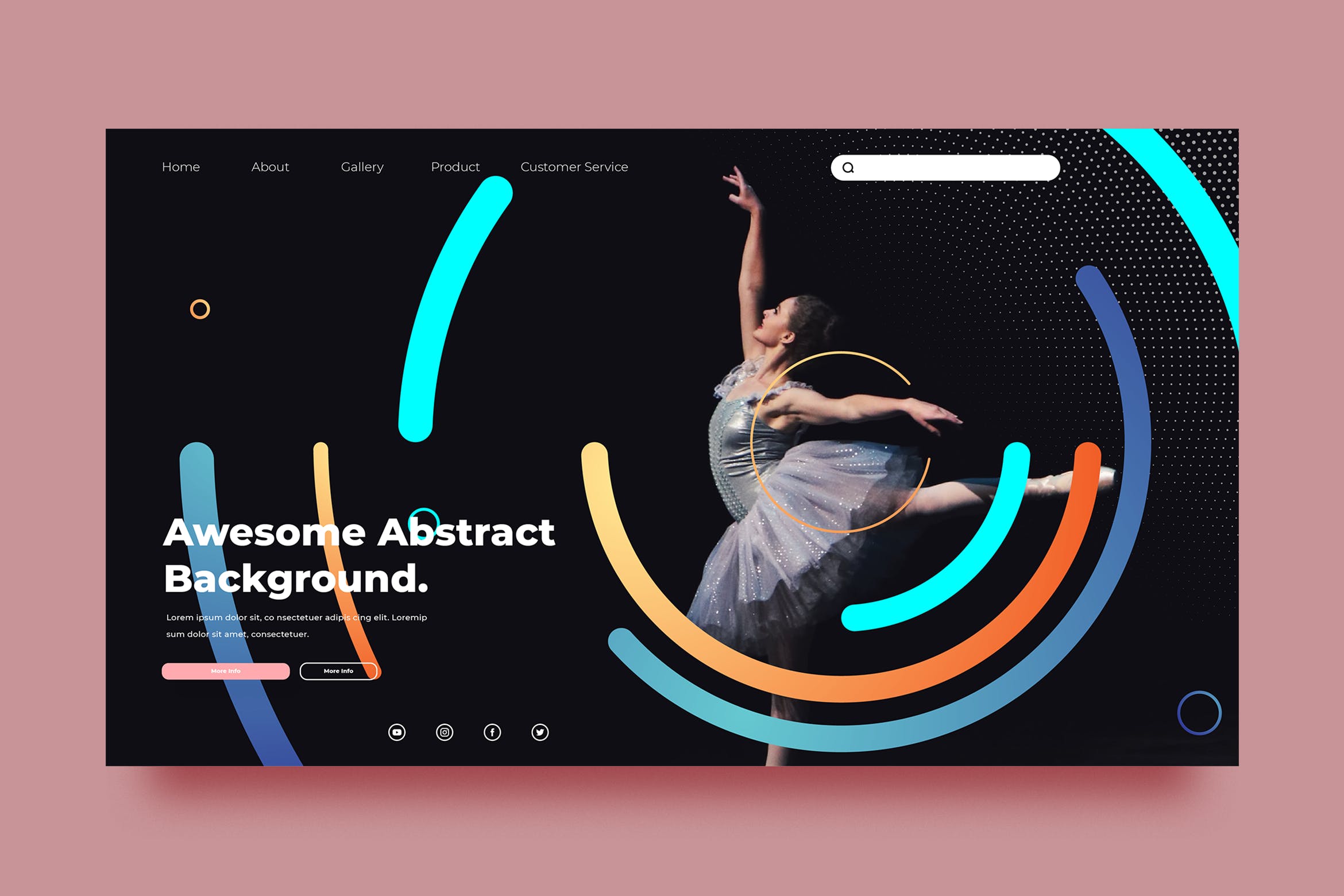 彩色线条抽象圆环背景网站着陆页设计模板 SRTP – Abstract Background.42插图