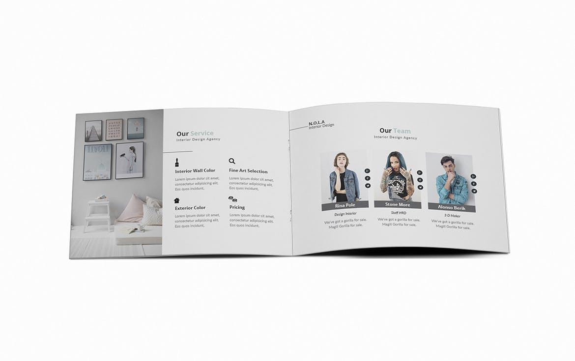 北欧装修风格室内设计A5规格画册设计模板插图(6)