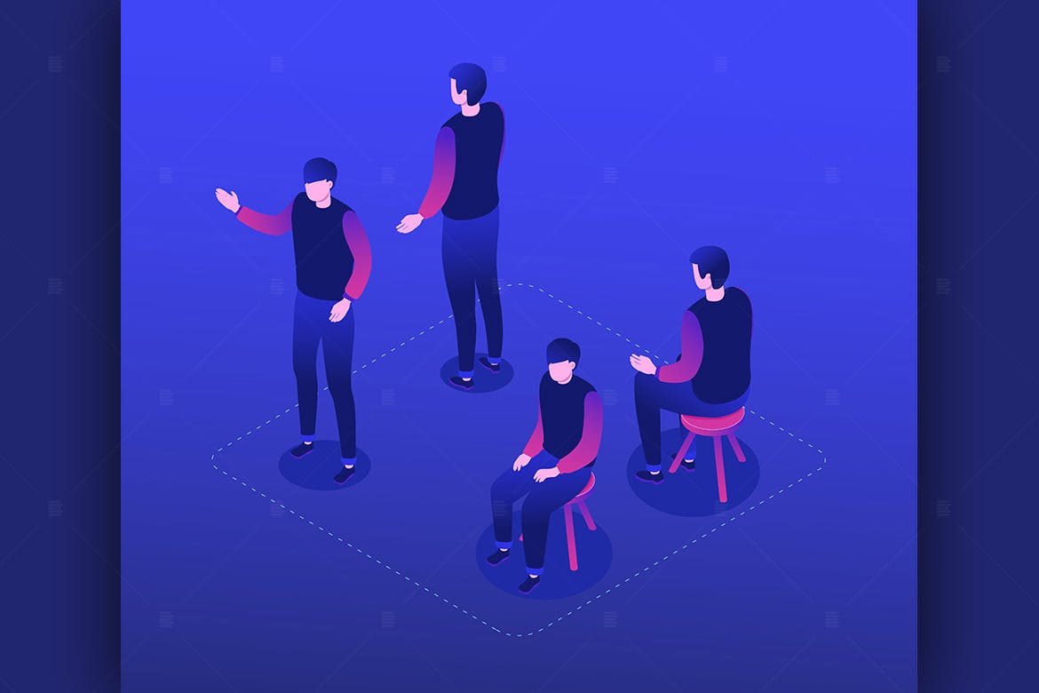 便装男性人物形象等距矢量插画素材库精选 Man in casual clothes – isometric character set插图