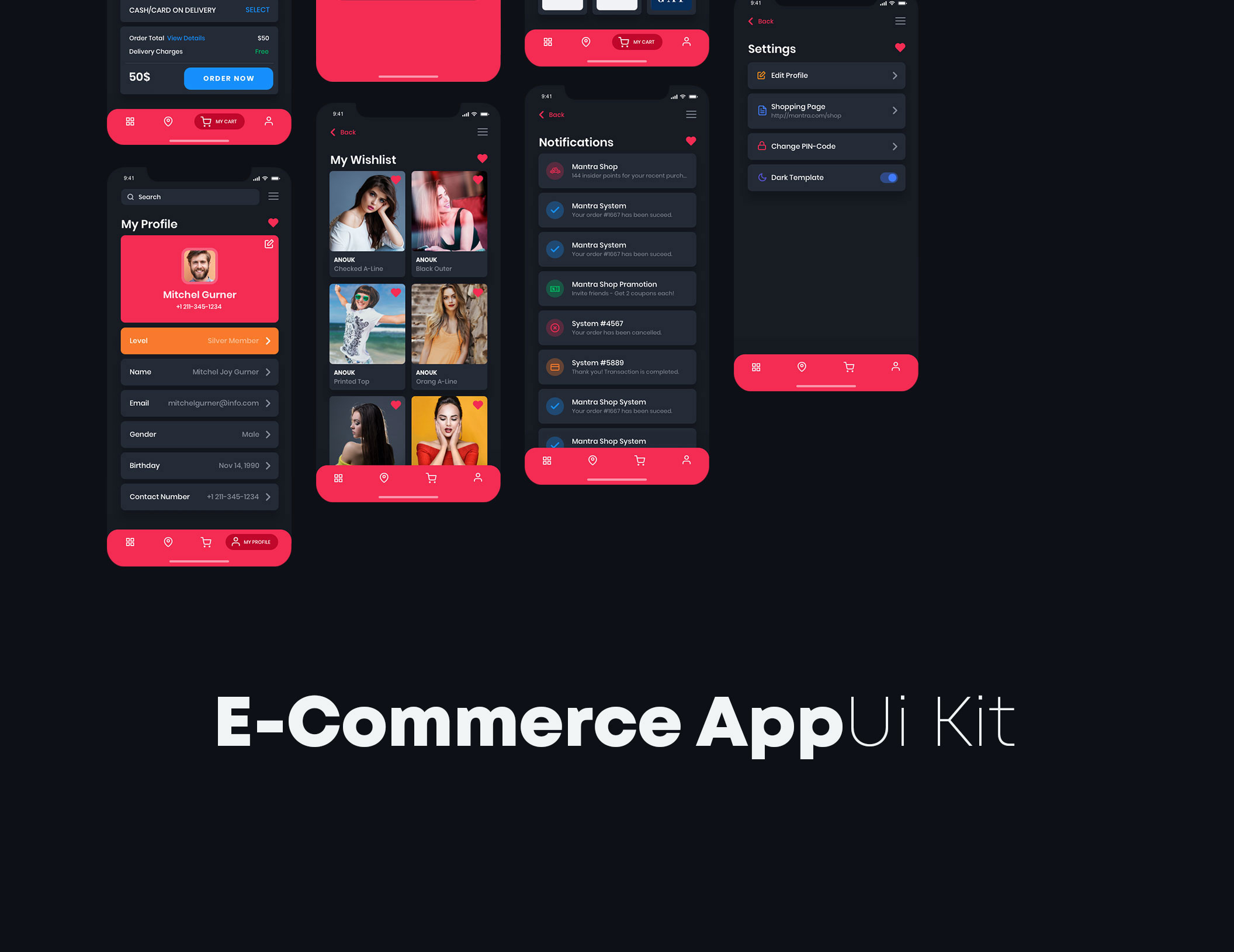 素材库下午茶:电子商务移动APP应用UI套件Sketch模板插图(2)