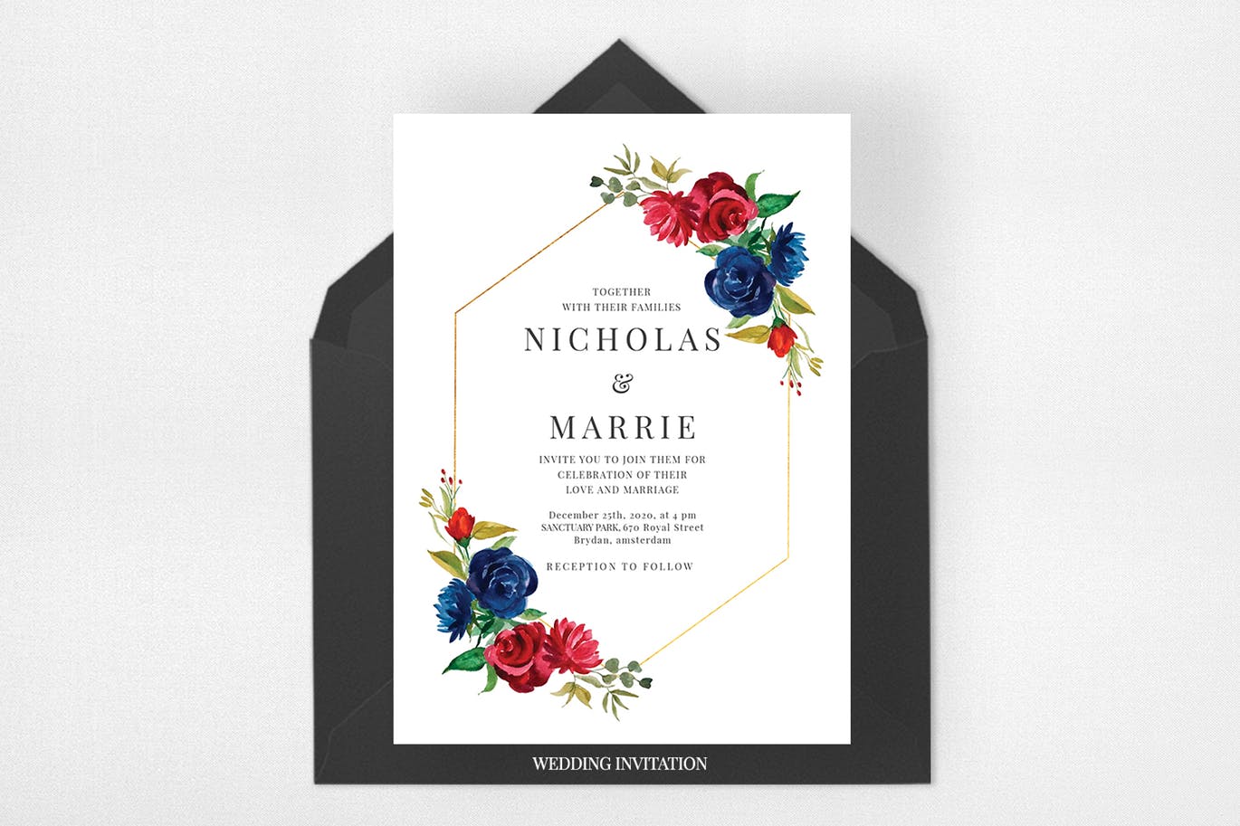 勃艮第红＆海军蓝婚礼设计素材套件 Burgundy & Navy Wedding Suite插图(2)