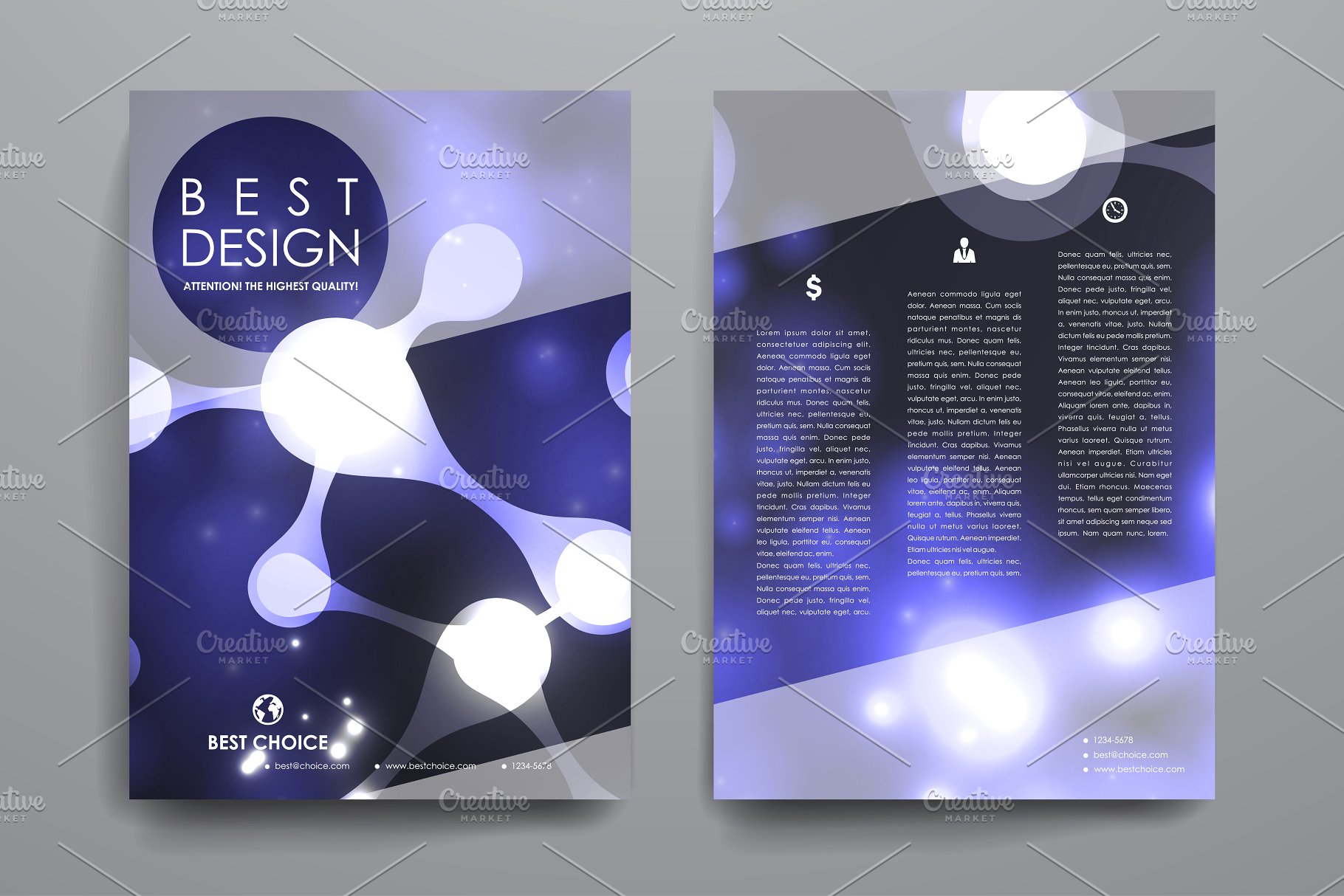 简约抽象图形背景小册子模板Set of Beautiful Brochures插图