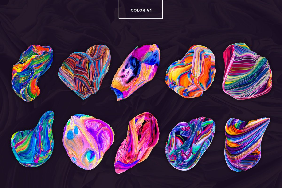 创意抽象纹理系列：80个3D立体抽象形状&PS笔刷 Displaced插图(7)