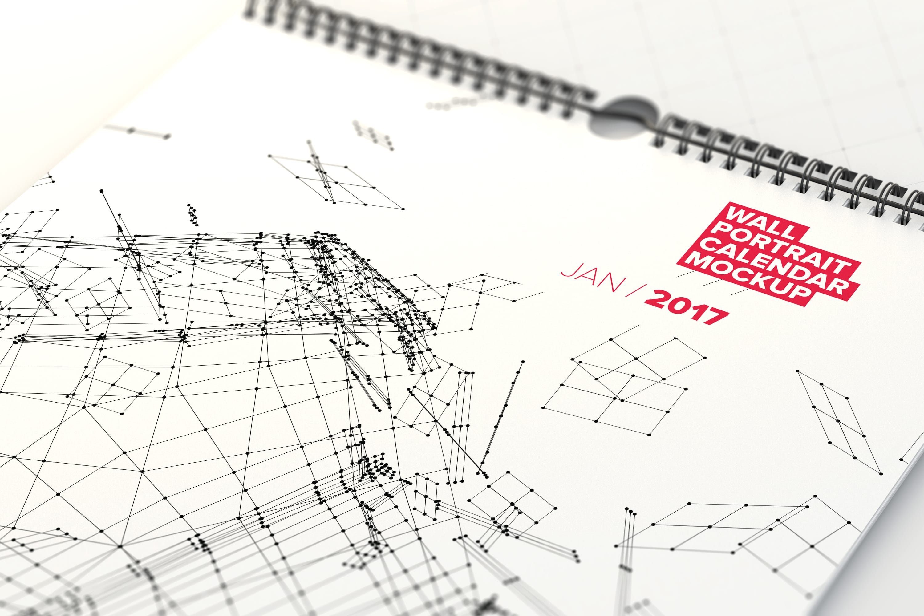挂墙活页日历年历设计图局部特写样机 Wall Portrait Calendar Close Up Mockup插图