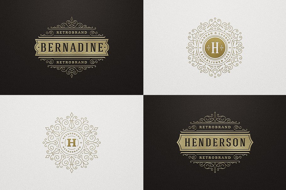 250个复古装饰风格Logo模板 250 ornaments logos & monograms插图(9)