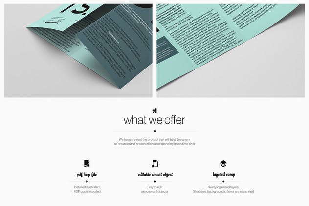 折页小册子传单样机模板 Gate Fold Roll Brochure Mockup插图(1)