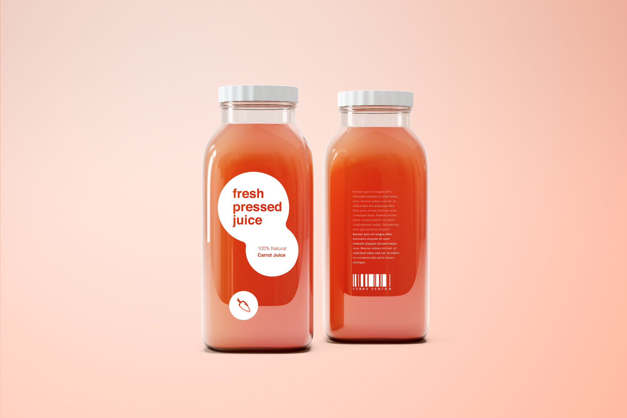 果汁/饮料玻璃瓶外观设计PSD样机模板 Glass Juice Bottle Mockup PSD插图(1)