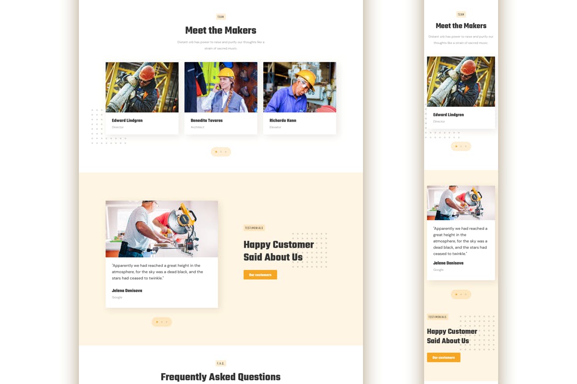 建筑公司/基建公司企业官网响应式着陆页设计素材库精选模板 Construction Responsive Landing Page插图(4)