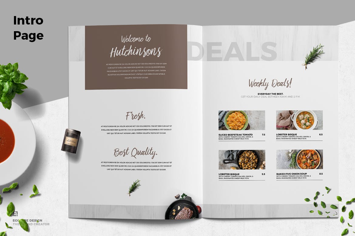 高品质的高端时尚餐厅餐厅菜单菜谱设计模板插图(2)