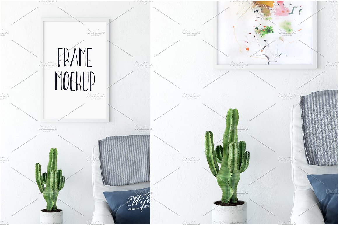 居家室内相框画框样机 Scandi Interior Frame Mockup – 03插图