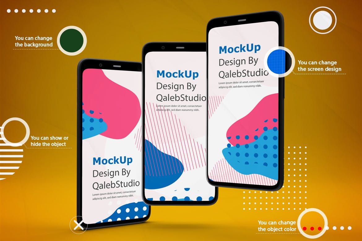 谷歌智能手机Pixel 4屏幕预览素材库精选样机模板 Abstract Pixel 4 mockup插图(2)