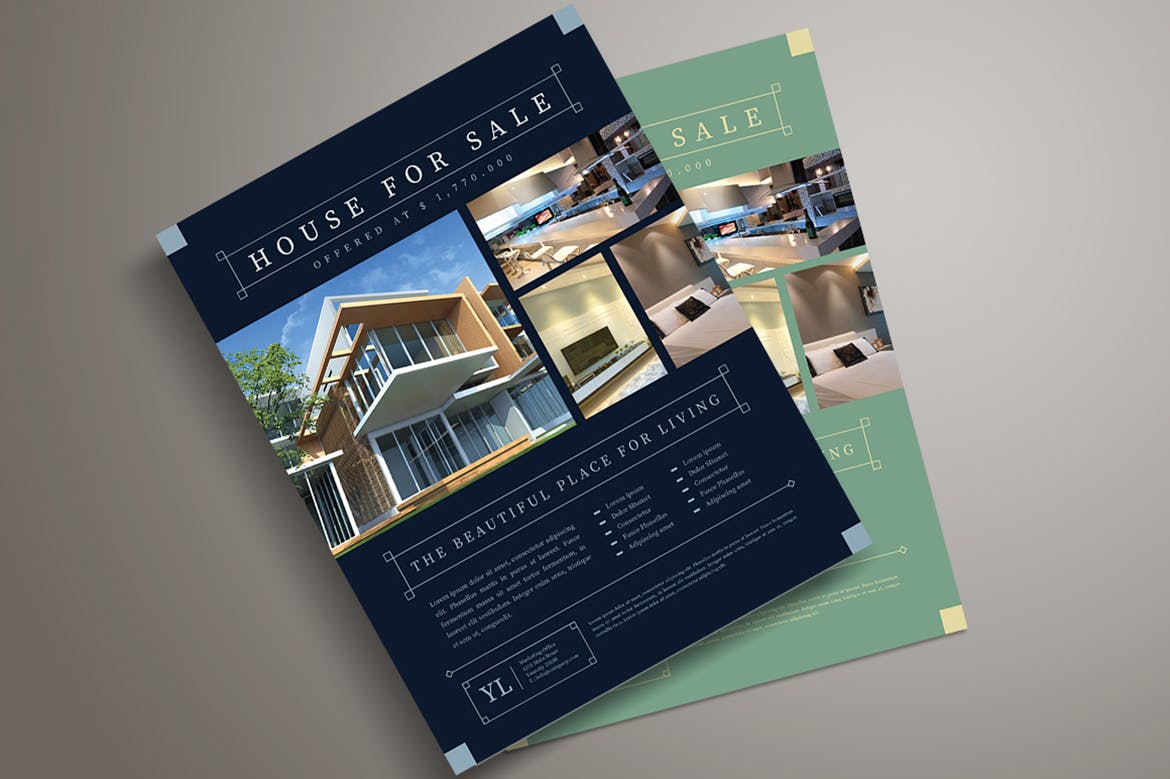 房地产销售租赁海报传单设计模板 Vintage Real Estate Flyer插图(4)