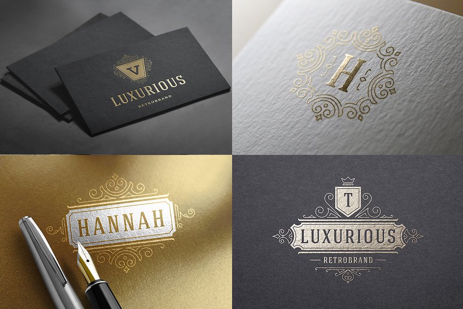 500个复古装饰风格Logo和徽章模板 500 ornaments logos & monograms插图(12)