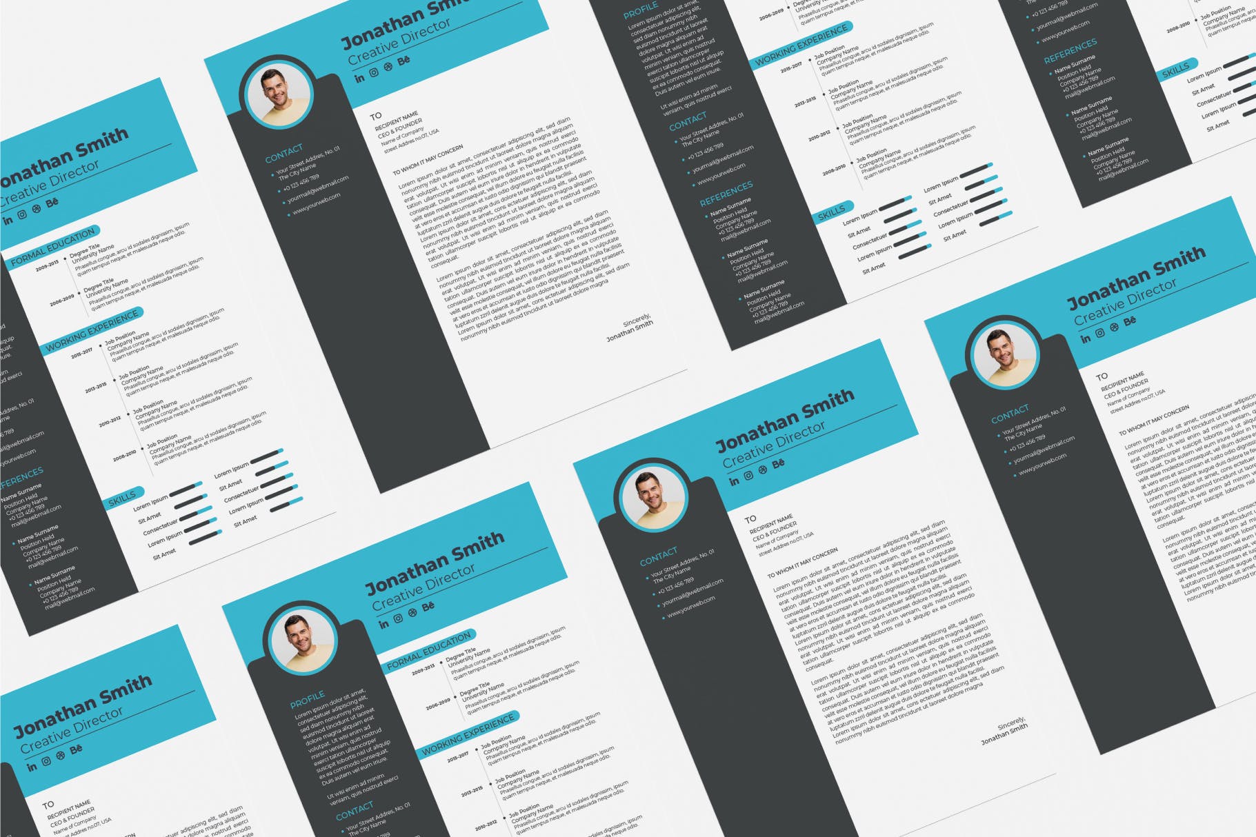 倒L版式设计风格素材库精选简历模板下载v16 Cv Resume Template.v16插图(1)