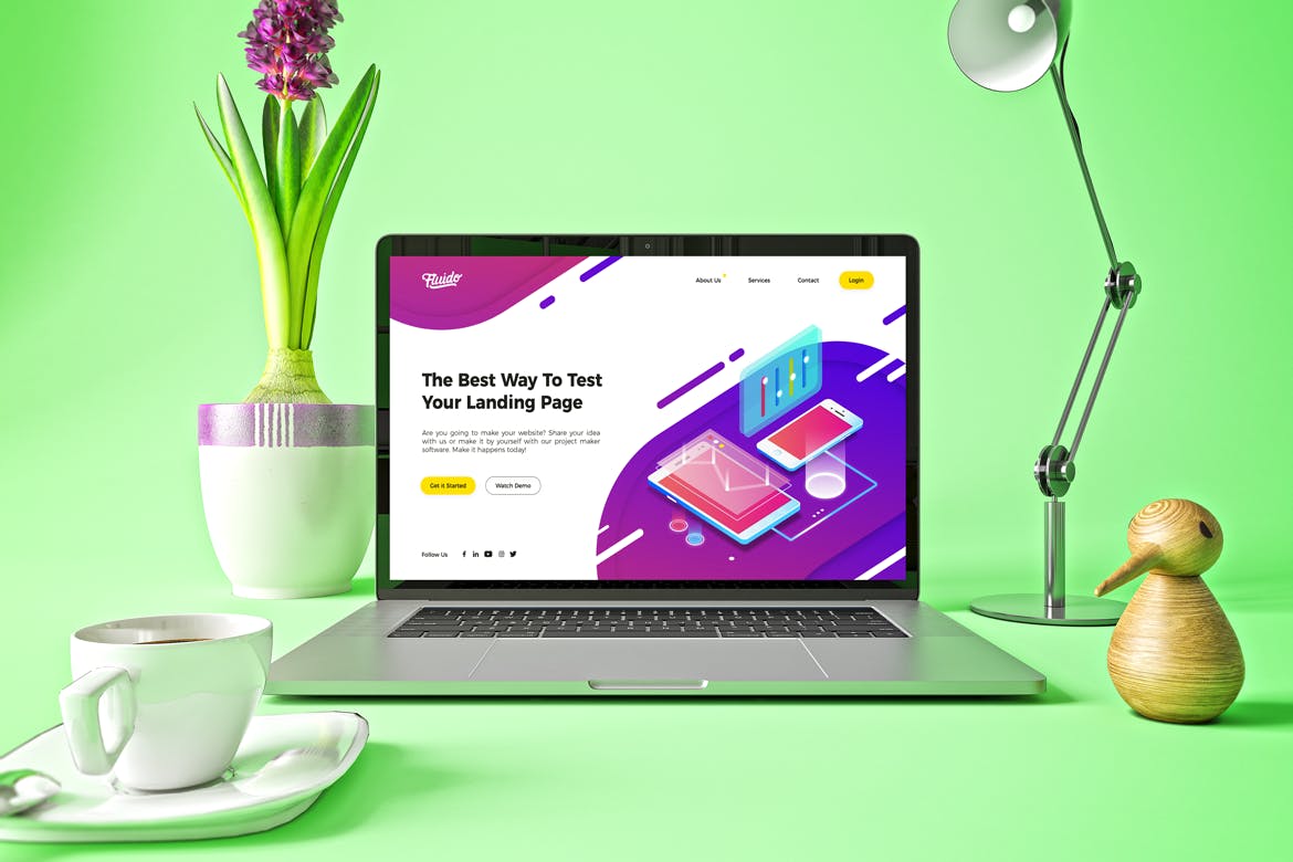 时尚高端渐变绚丽色彩的MacBook Pro UI样机展示模型mockups插图(4)