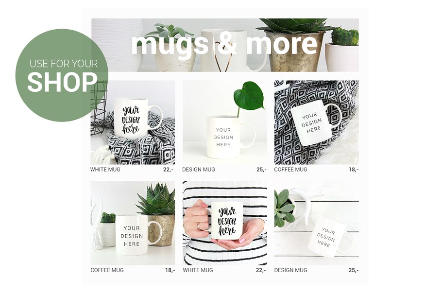 白色咖啡马克杯样机 White coffee mug mockup image插图(1)