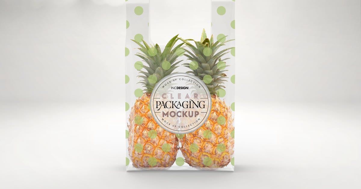 背心式透明塑料袋外观设计效果图样机 Clear Bag with Vest Handle Mockup插图