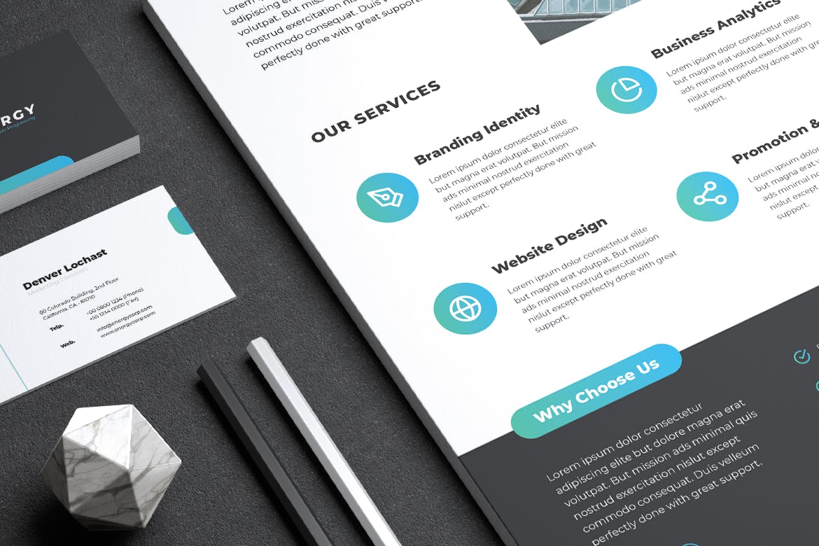 新能源发电厂/企业宣传海报传单&名片设计模板 ENERGY Power Plant Flyer & Business Card插图(5)