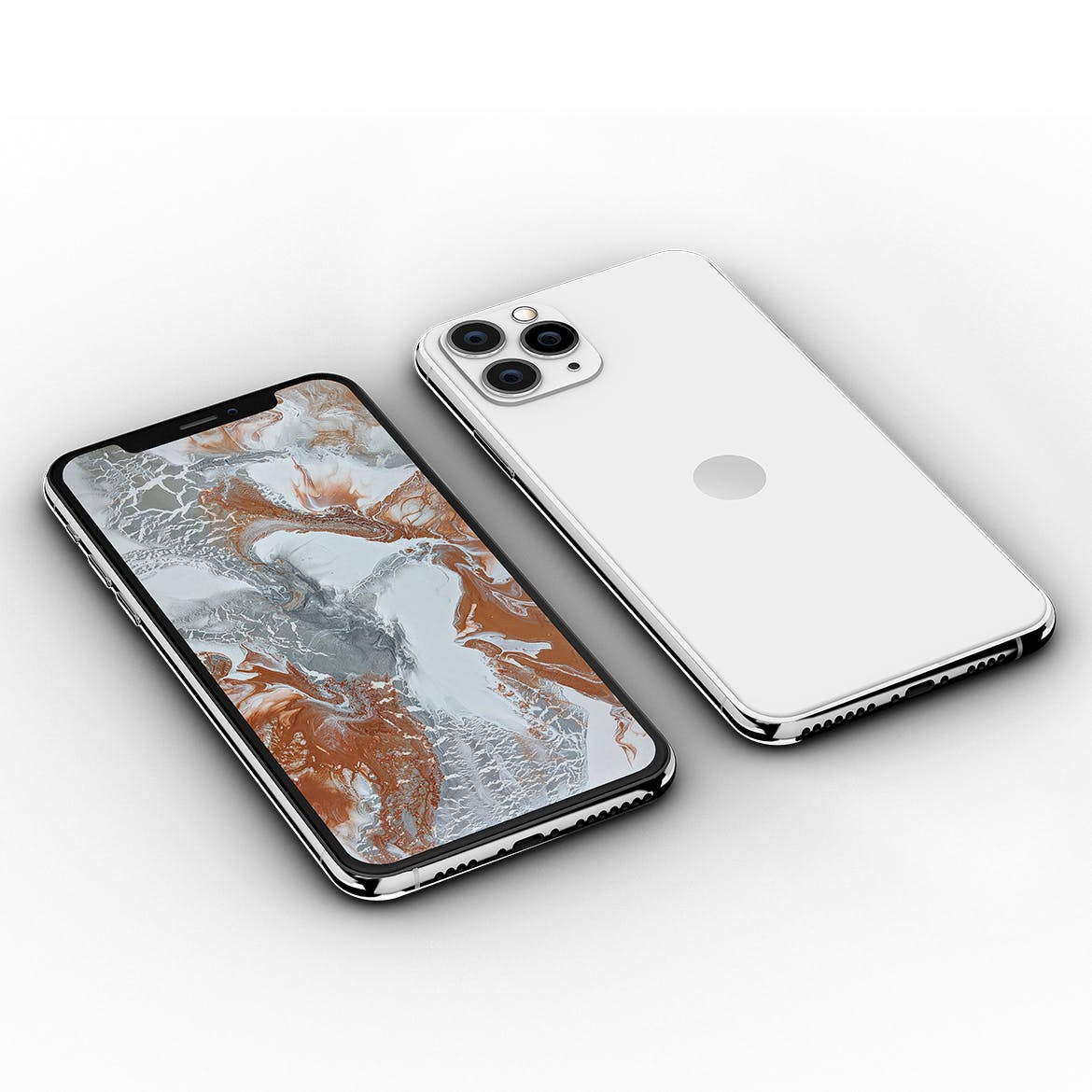 iPhone 11手机正方面视图样机模板 Tabled Phone 11 Front & Back PSD Mock-up插图(3)