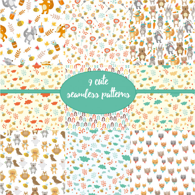 动物图案的背景套装系列 Set patterns with animals插图