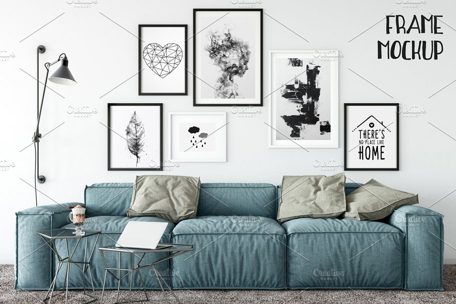 居家客厅相框画框样机模板 Scandi Interior Frame Mockup – 11插图