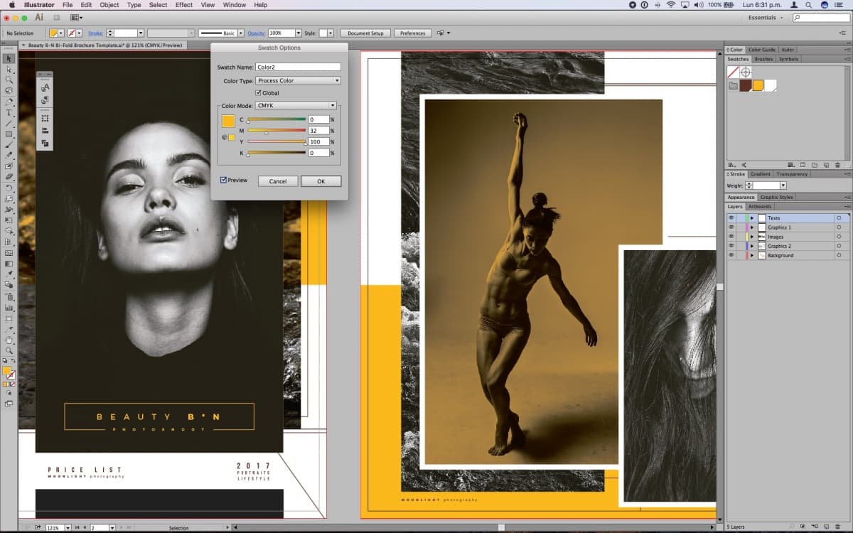 A4折页产品手册模板 Beauty B*N, FREE Brochure Template Folded For Illustrator插图(4)