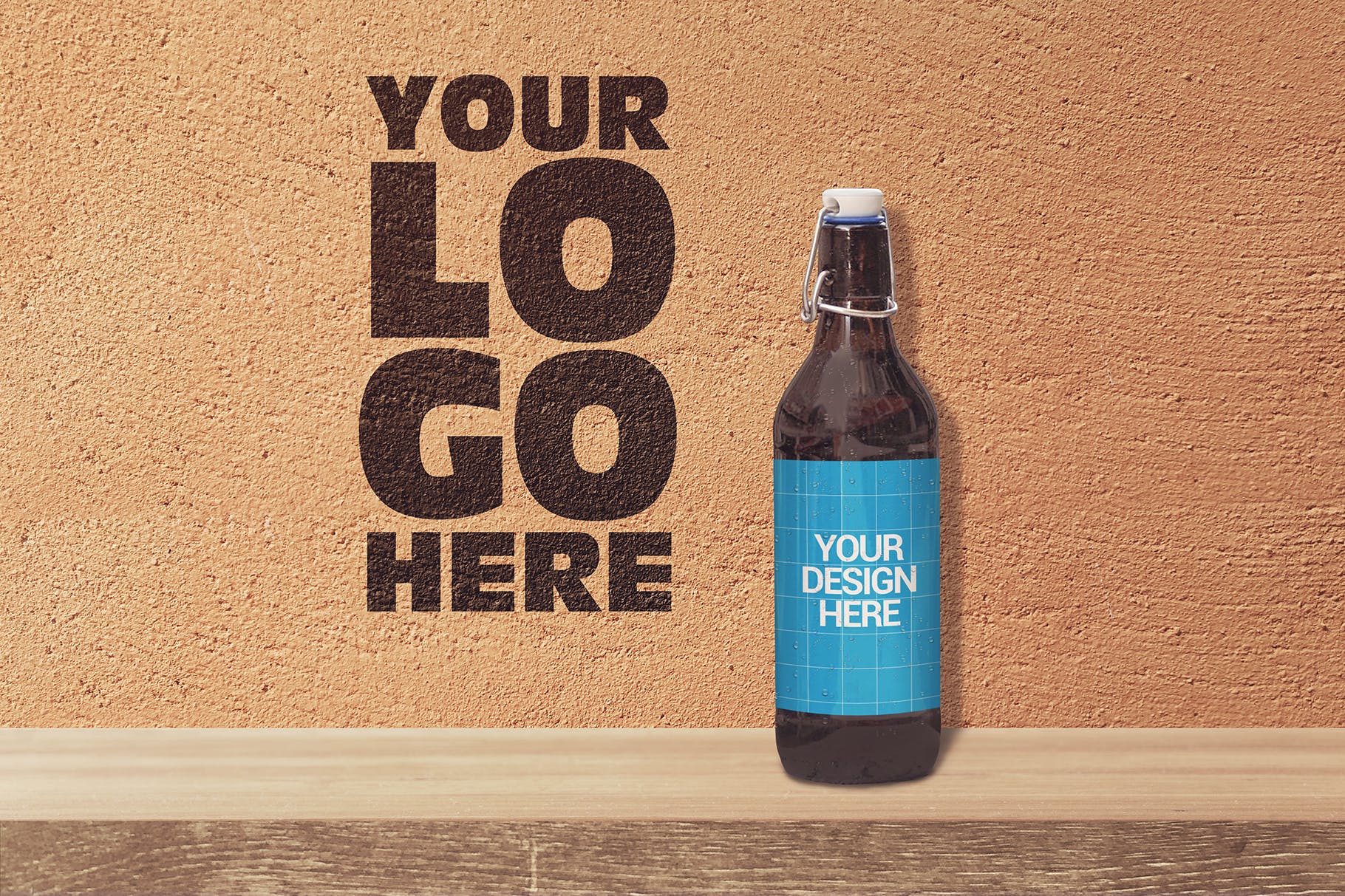 手拉盖50cl啤酒酒瓶外观设计效果图素材库精选 Shelf 50cl Bottle Beer Mockup插图(3)