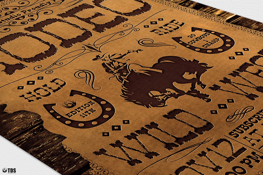 马戏团杂技活动海报宣传PSD模板V.2 Western Rodeo Flyer PSD V2插图(5)