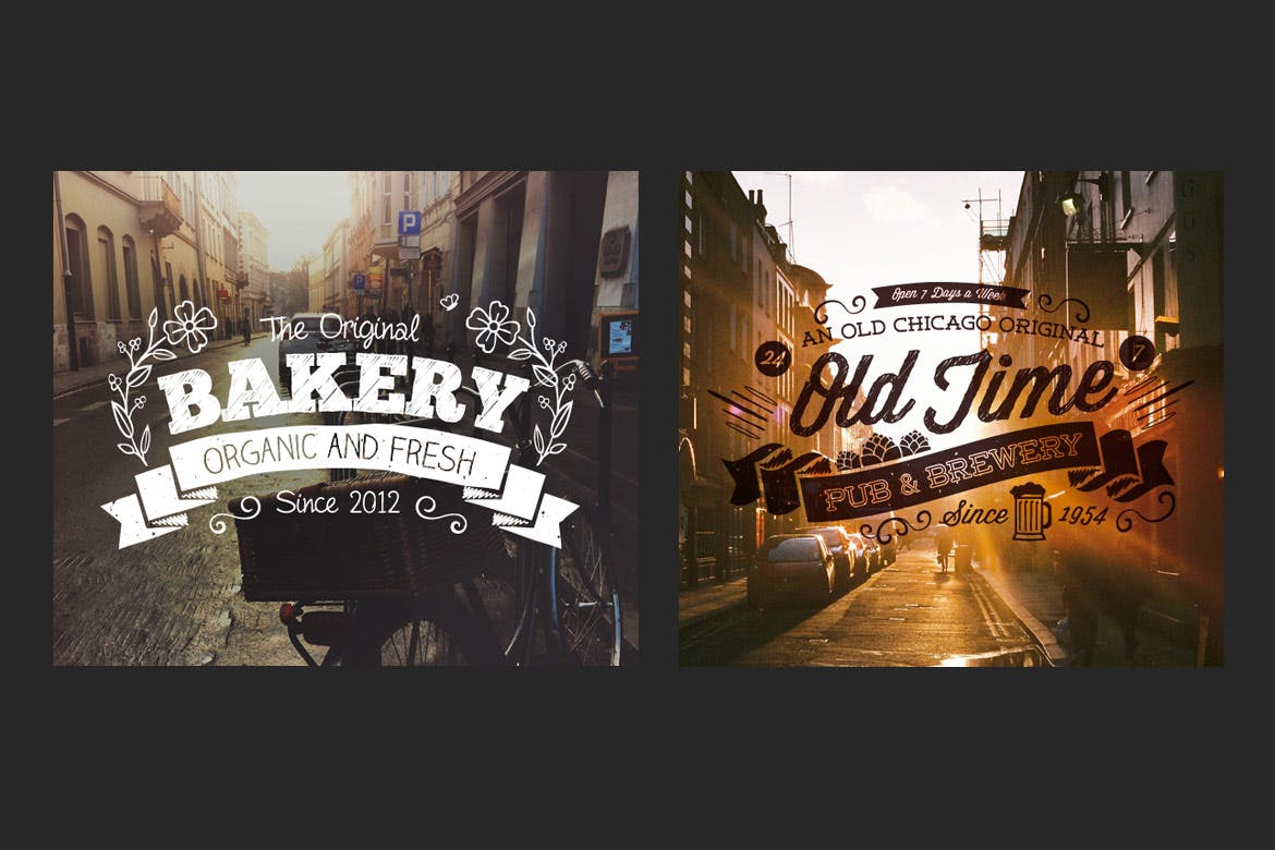 复古手绘设计风格Logo&标签设计模板 Hand Drawn Vintage Logos and Labels插图(5)