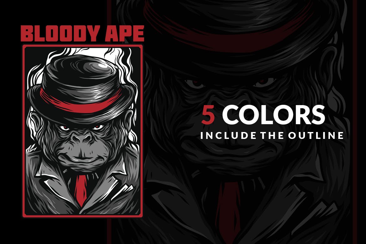 血猿潮牌T恤印花图案素材库精选设计素材 Bloody Ape插图(3)