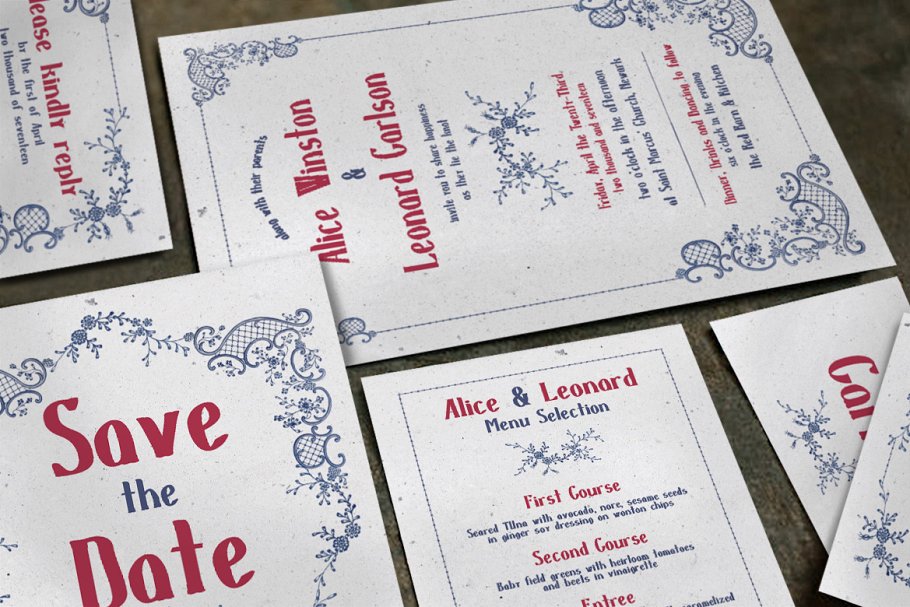 经典刺绣婚礼邀请函设计套装 Classic Embroidery Wedding Suite插图(4)