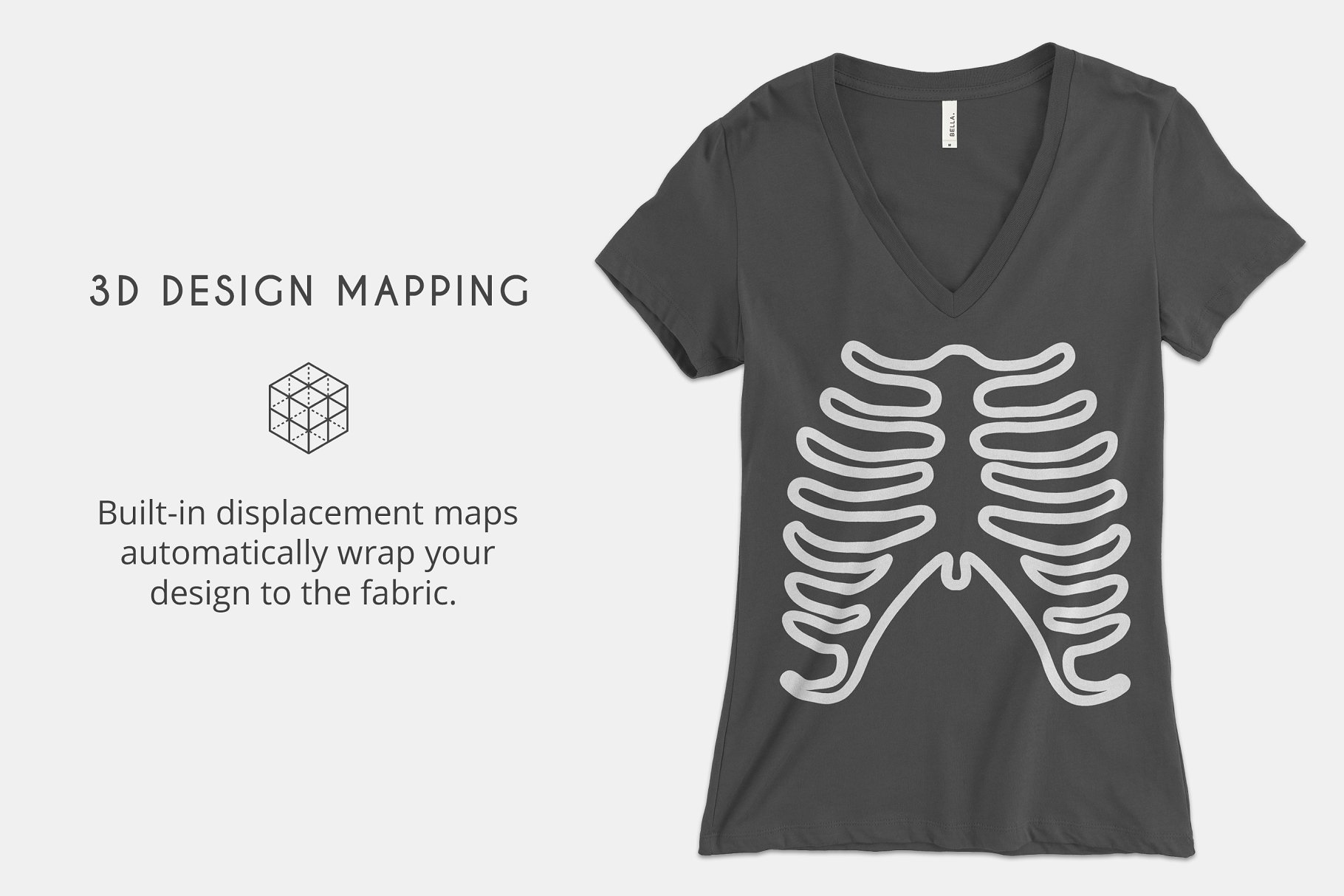 深V短袖T恤样机模板 Bella Canvas 6035 Deep-V Mockups插图(1)