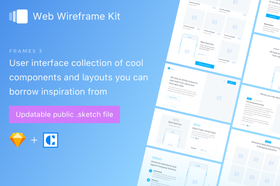 免费Sketch Wireframe套装插图