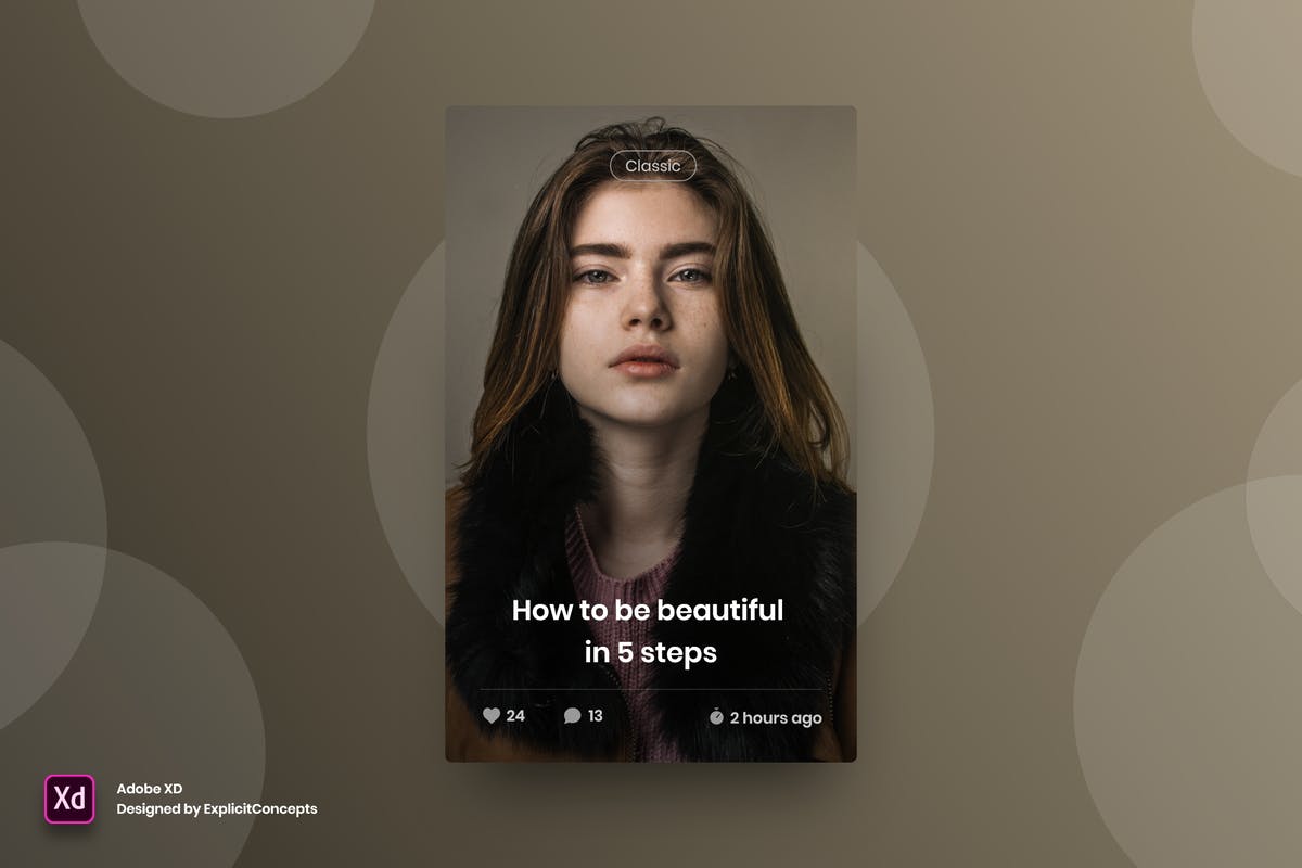博客文章列表小部件窗口设计模板 Blog Widget – Adobe XD插图