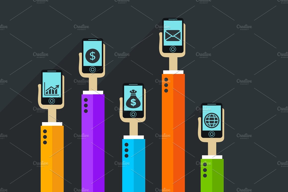 手持手机插画素材 Phone in a hand插图