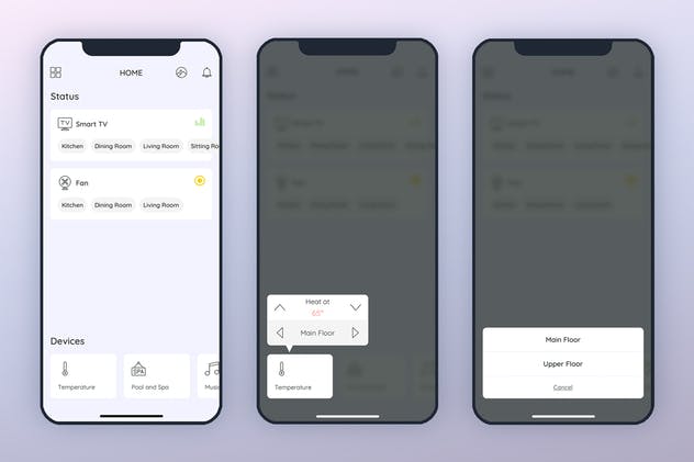 室温控制智能家居移动应用UI模板 Temperature Smarthome Mobile UI – FP插图(1)